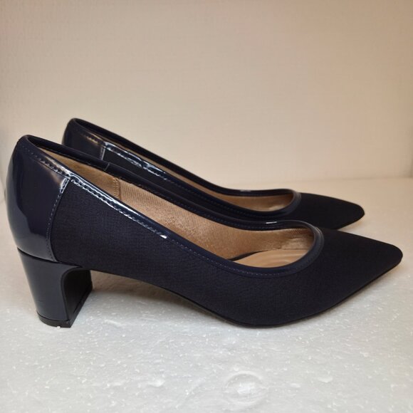 Abella True Comfort Alice Women’s Navy Blue Pointed Toe Mid-Heel Pumps - 7.5 - Picture 3 of 12